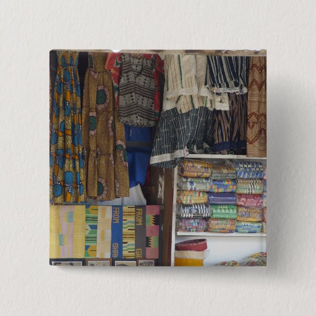 Afrika, Ghana, Accra. Accra Textile & Handicraft Knapp (Framsida)