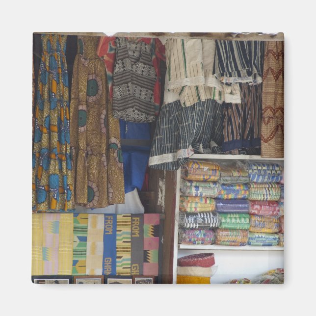Afrika, Ghana, Accra. Accra Textile & Handicraft Magnet (Framsidan)