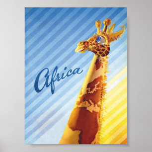 Afrika Giraffe Colorful Retro Vintage resor Poster