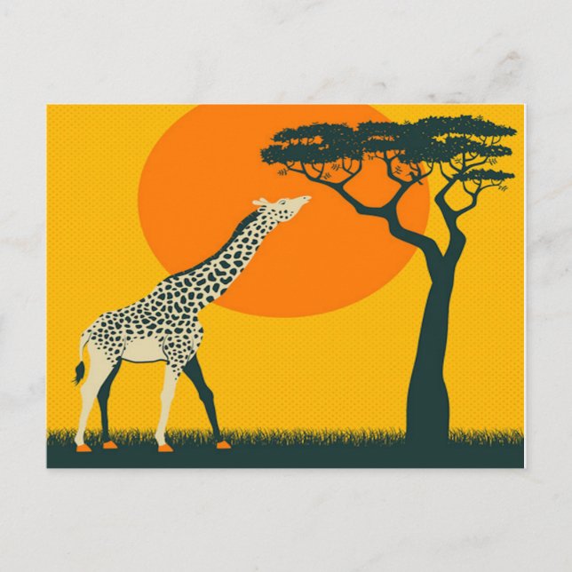 Afrika Giraffe Tanzania rekreation Vykort (Framsida)