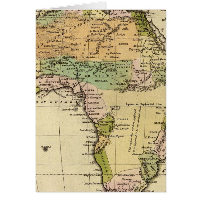 Afrika Hand Färgad Atlas Karta Hälsningskort (Framsidan)