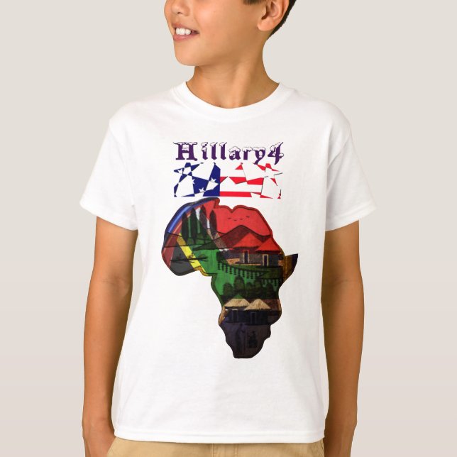Afrika Hillary USA för president starkare tillsamm T-shirt (Framsida)