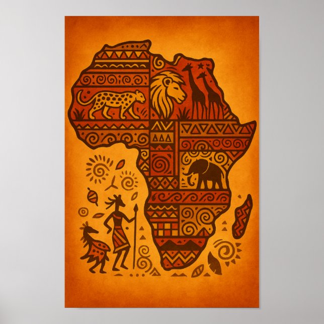 Afrika i Mönster - djärv stamlösning på kontinente Poster (Framsidan)