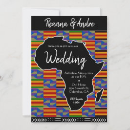 Afrika Inspired Kente K48 Black Afrika Bröllop Inbjudningar