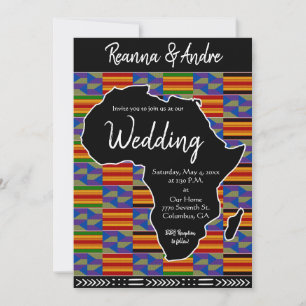 Afrika Inspired Kente K48 Black Afrika Bröllop Inbjudningar