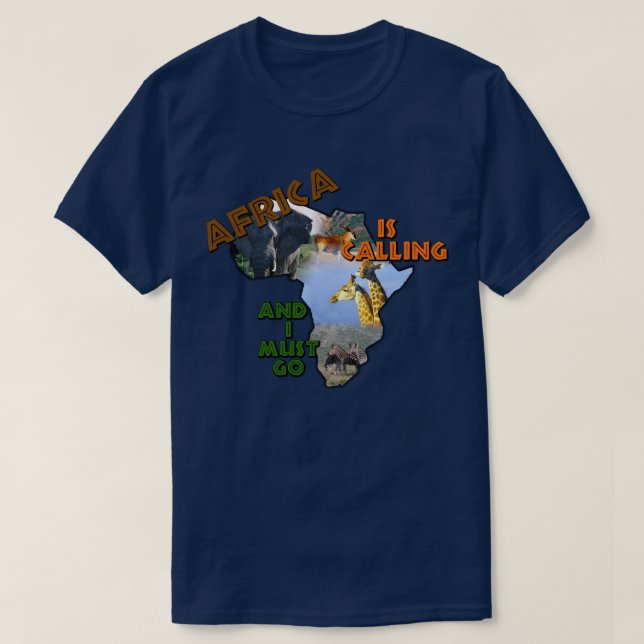 Afrika kallar African Wildlife Collage T Shirt (Design framsida)
