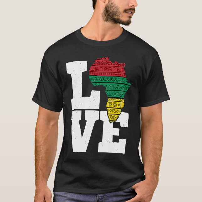 Afrika KÄRLEK African Kente Black History Month-po T Shirt (Framsida)