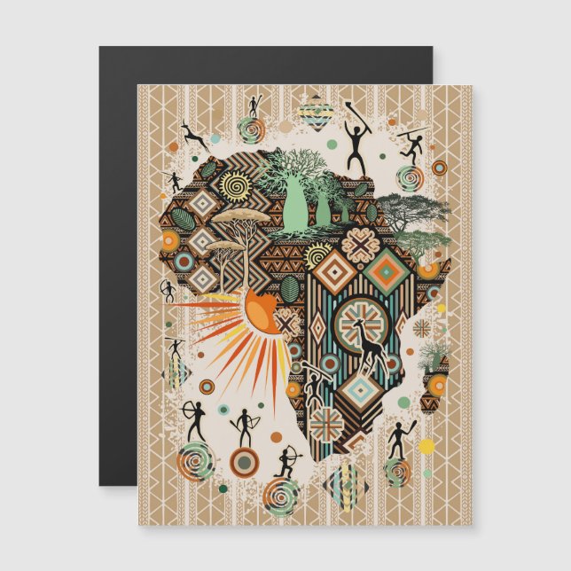 Afrika Kart Dekorativa Tribala Element Mönster (Fram/baksida)