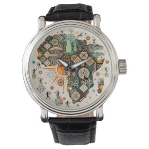Afrika Kart Dekorativa Tribala Element Mönster Armbandsur