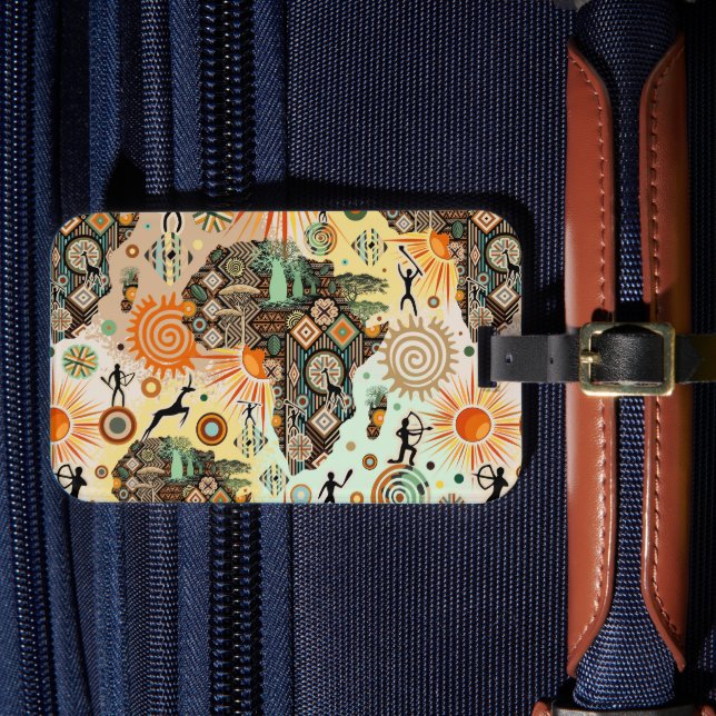Afrika Kart Dekorativa Tribala Element Mönster Bagagebricka (Framsida Insitu 4)