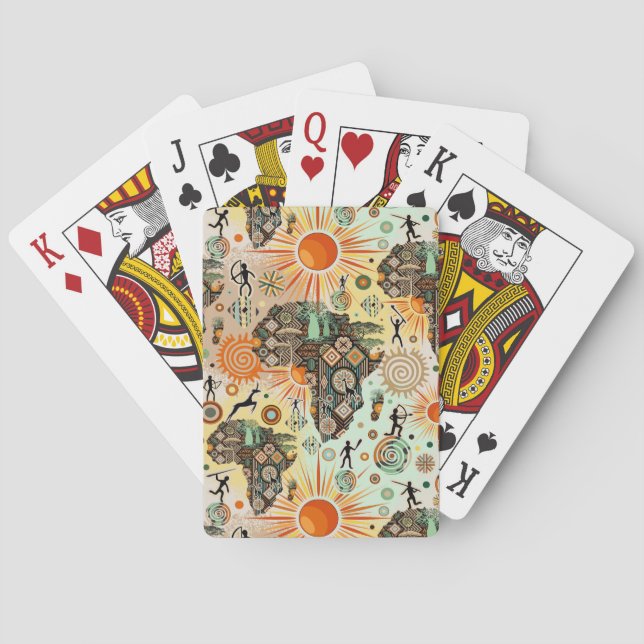 Afrika Kart Dekorativa Tribala Element Mönster Casinokort (Baksidan)
