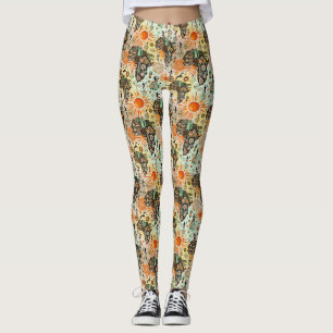 Afrika Kart Dekorativa Tribala Element Mönster Leggings