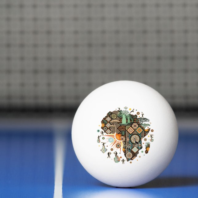 Afrika Kart Dekorativa Tribala Element Mönster Pingisboll (Netto)
