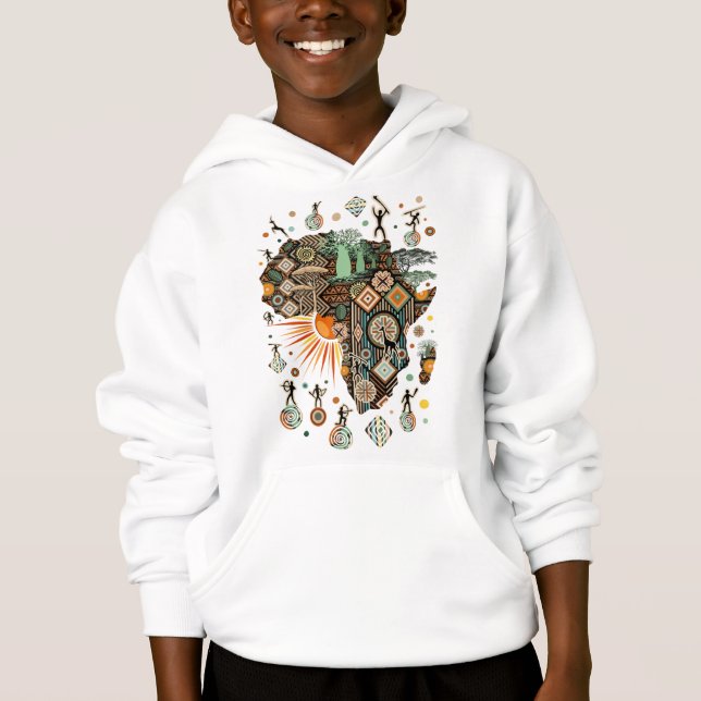 Afrika Kart Dekorativa Tribala Element Mönster T Shirt (Framsida)