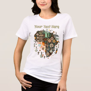 Afrika Kart Dekorativa Tribala Element Mönster T Shirt