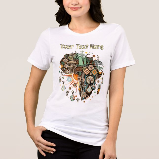 Afrika Kart Dekorativa Tribala Element Mönster T Shirt (Framsida)