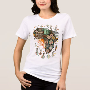 Afrika Kart Dekorativa Tribala Element Mönster T Shirt