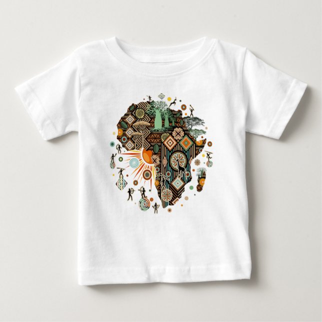 Afrika Kart Dekorativa Tribala Element Mönster T Shirt (Framsida)