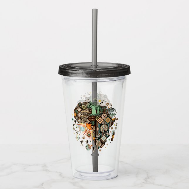 Afrika Kart Dekorativa Tribala Element Mönster Take Away Mugg (Framsida)