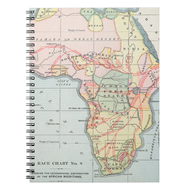 AFRIKA: KARTA 1894 ANTECKNINGSBOK MED SPIRAL (Framsidan)