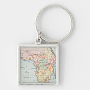 AFRIKA: KARTA 1894 FYRKANTIG SILVERFÄRGAD NYCKELRING