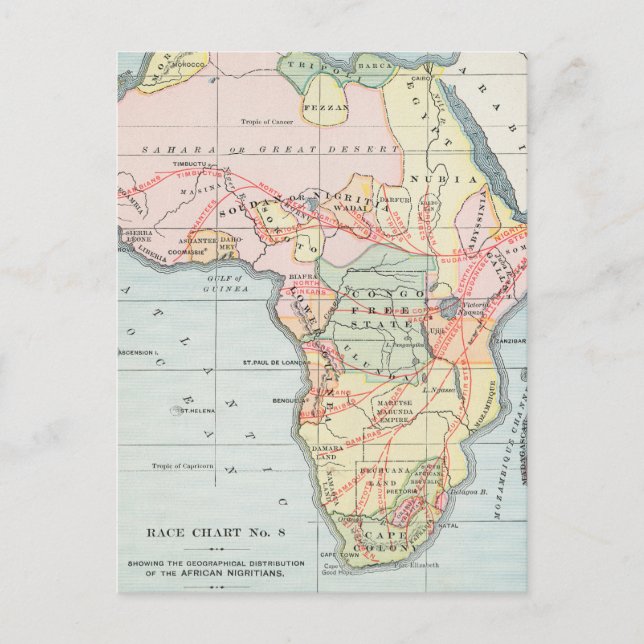 AFRIKA: KARTA, 1894 VYKORT (Framsida)