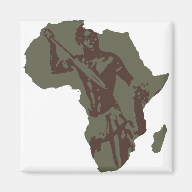 Afrika Karta African Warrior Artwork Magnet (Framsidan)