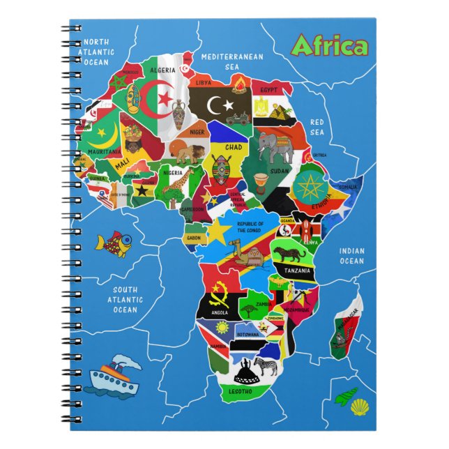 Afrika Karta Anteckningsbok (Framsidan)