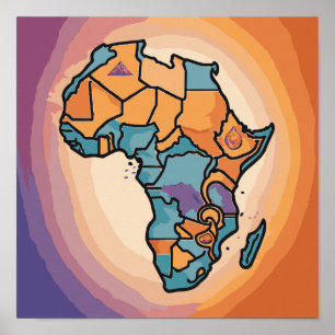 Afrika Karta art Poster