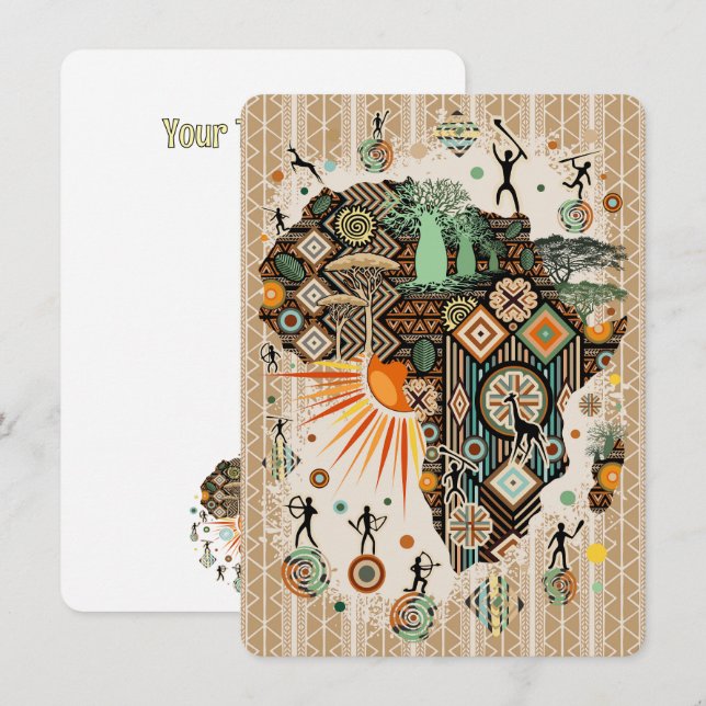 Afrika Karta Decorative Tribal Inslag Mönster (Fram/baksida)