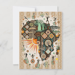 Afrika Karta Decorative Tribal Inslag Mönster Vykort