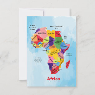 Afrika Karta, färg Tack Kort
