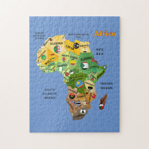 Afrika Karta Flaggor Pussel