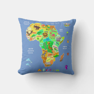 Afrika Karta för barn Kudde