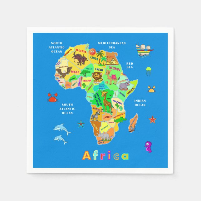 Afrika Karta för barn Pappersservett (Framsidan)