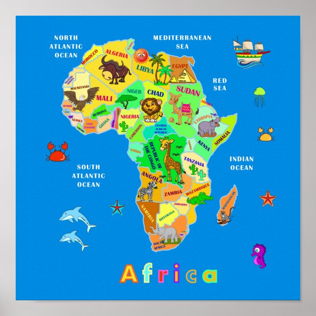 Afrika Karta för barn Poster (Framsidan)