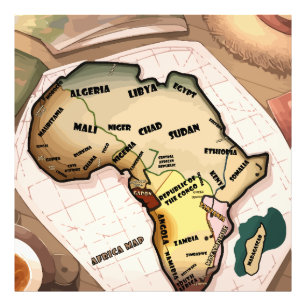 Afrika Karta Fototryck