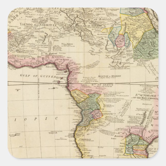 Afrika karta fyrkantigt klistermärke (Framsida)