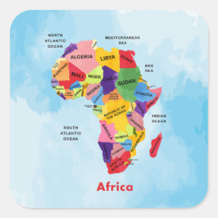 Afrika Karta Fyrkantigt Klistermärke