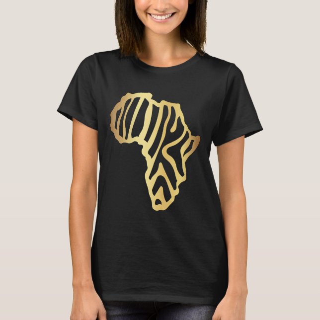 Afrika Karta Golden 4 T Shirt (Framsida)