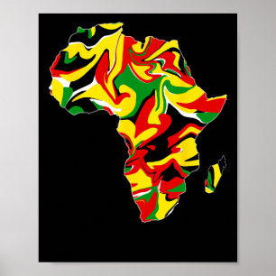 Afrika Karta Grön Gul Röd Stolt Afrikansk Stolthet Poster