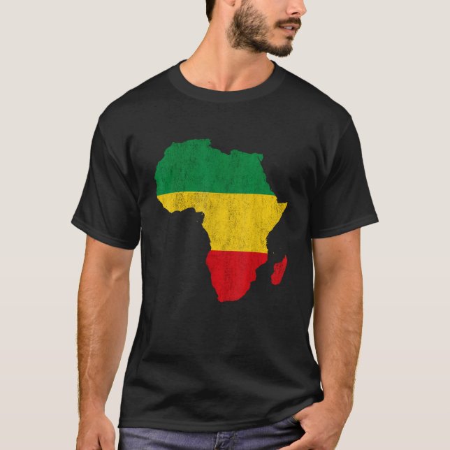 Afrika Karta Grönt Gult Red Afrika pride Reggae Ra T Shirt (Framsida)
