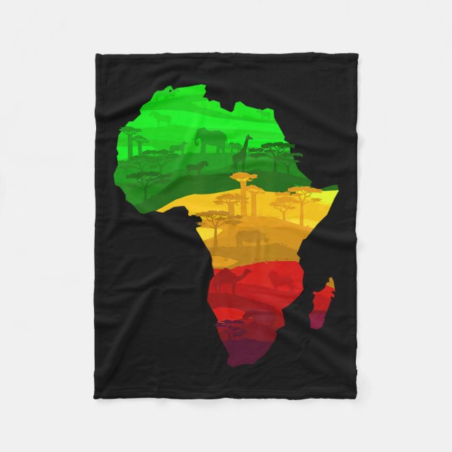 Afrika Karta Grönt Gult Red Proud African Pride Ju Fleecefilt (Framsidan)