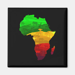 Afrika Karta Grönt Gult Red Proud African Pride Ju Magnet