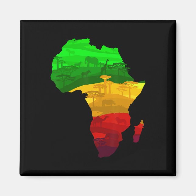 Afrika Karta Grönt Gult Red Proud African Pride Ju Magnet (Framsidan)