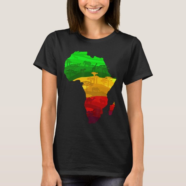 Afrika Karta Grönt Gult Red Proud African Pride Ju T Shirt (Framsida)