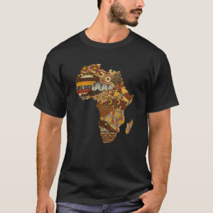 Afrika Karta Kente Trasa Black History Month Afro  T Shirt
