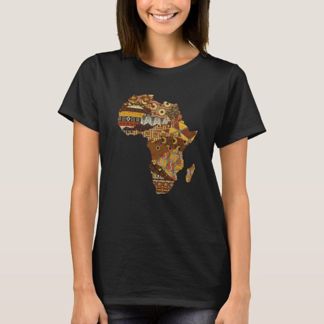 Afrika Karta Kente Trasa Black History Month Afro  T Shirt (Framsida)