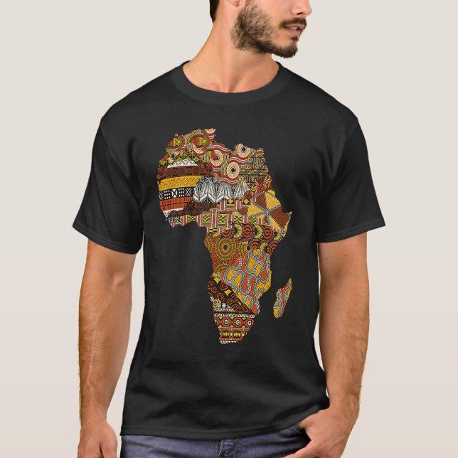Afrika Karta Kente Trasa Black History Month Afro  T Shirt (Framsida)