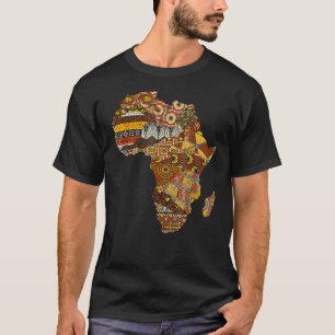 Afrika Karta Kente Trasa Black History Month Afro T Shirt